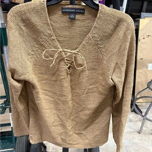 Josephine Chaus Women's V-Neck Brown Sweater